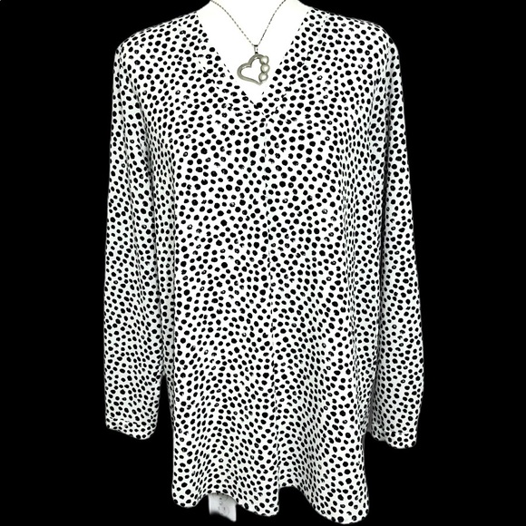 NWT Adrianna Papell Printed Crepe Popover Blouse L - Picture 5 of 11